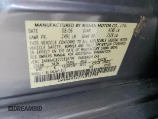 2007 Nissan Maxima 3.5 SE with VIN 1N4BA41E27C816794, listed as a Copart auction lot 47836365 with 157,908 mi miles and Salvage Title. Bid and sale history available at carsss.com. Image 14.