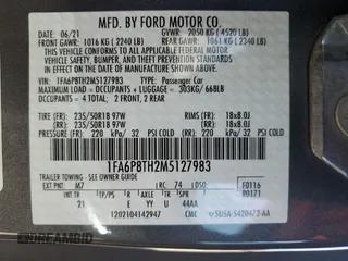 2021 Ford Mustang EcoBoost with VIN 1FA6P8TH2M5127983, listed as a Copart auction lot 61433405 with 52,953 mi miles and Salvage title. Bid and sale history available at DreamBid. Image 13.