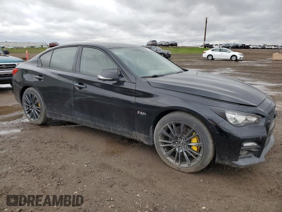 2016 Infiniti Q50 Red Sport 400 with VIN JN1FV7AR2GM450725, listed as a Copart auction lot 57329165 with 174,377 mi miles and Clean title. Bid and sale history available at DreamBid. Image 4.