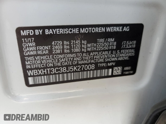 2018 BMW X1 xDrive28i with VIN WBXHT3C38J5K27008, listed as a Copart auction lot 45765683 with 21,876 mi miles. Bid and sale history available at carsss.com. Image 12.
