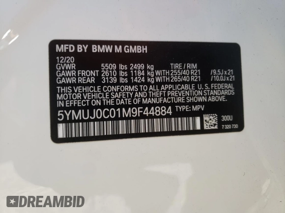 2021 BMW X4 M z VIN 5YMUJ0C01M9F44884, wystawiony jako Copart lot #66311342 z przebiegiem 13 901 mil mil oraz . Historia ofert i sprzedaży dostępna na DreamBid. Obrazek 10.