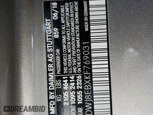 2019 Mercedes-Benz C 300 with VIN WDDWJ8EBXKF769031, listed as a Copart auction lot 50395095 with 46,485 mi miles and Salvage Title. Bid and sale history available at DreamBid. Image 14.