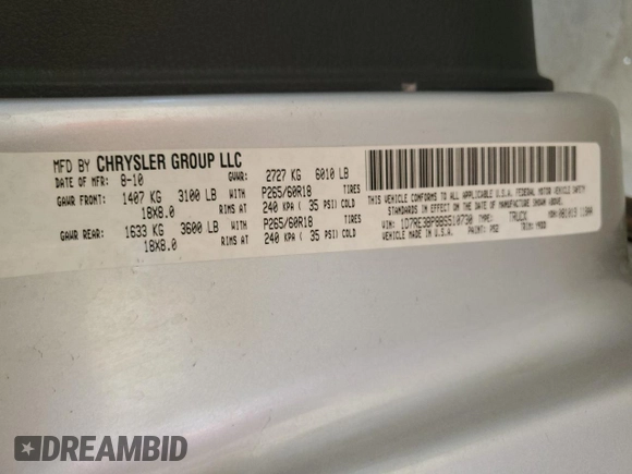 2011 Dodge Dakota with VIN 1D7RE3BP8BS510730, listed as a Copart auction lot 60486815 with 66,539 mi miles and Salvage title. Bid and sale history available at DreamBid. Image 12.