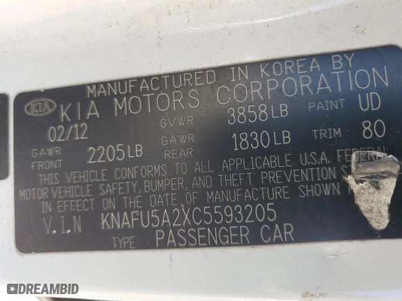2012 Kia Forte 5-Door EX with VIN KNAFU5A2XC5593205, listed as a Copart auction lot 73847324 with 133,176 mi miles and Non Repairable. Bid and sale history available at carsss.com. Image 13.
