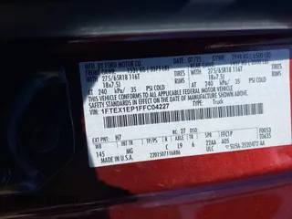 2015 Ford F-150 XLT with VIN 1FTEX1EP1FFC04227, listed as a IAAI auction lot 42048985 with 96,179 mi miles. Bid and sale history available at carsss.com. Image 9.
