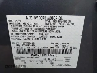 2022 Ford EcoSport SE z VIN MAJ6S3GL8NC474215, wystawiony jako IAAI lot #41479770 z przebiegiem 13 988 mil mil oraz . Historia ofert i sprzedaży dostępna na DreamBid. Obrazek 9.