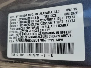 2016 Honda Odyssey EX-L z VIN 5FNRL5H65GB017067, wystawiony jako Copart lot #58424235 z przebiegiem 89 988 mil mil oraz Szkoda całkowita • Salvage title. Historia ofert i sprzedaży dostępna na DreamBid. Obrazek 13.