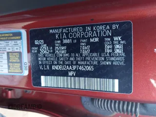 2023 Kia Seltos S with VIN KNDEU2AA3P7462065, listed as a IAAI auction lot 42126894 with 26,099 mi miles and . Bid and sale history available at DreamBid. Image 9.
