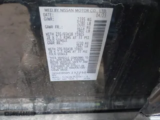 2023 Nissan Murano SV with VIN 5N1AZ2BS0PC132250, listed as a IAAI auction lot 41681155 with 45,067 mi miles. Bid and sale history available at carsss.com. Image 9.