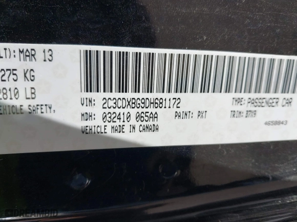 2013 Dodge Charger SE with VIN 2C3CDXBG9DH681172, listed as a IAAI auction lot 41761125 with 117,040 mi miles. Bid and sale history available at carsss.com. Image 9.