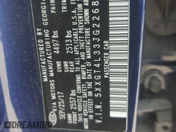 2018 Kia Optima S z VIN 5XXGT4L33JG226861, wystawiony jako Copart lot #60978105 z przebiegiem Nie podano mil oraz Szkoda całkowita • Salvage title. Historia ofert i sprzedaży dostępna na DreamBid. Obrazek 12.