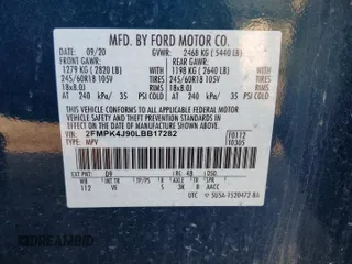 2020 Ford Edge SEL with VIN 2FMPK4J90LBB17282, listed as a Copart auction lot 58795885 with 80,583 mi miles and Salvage title. Bid and sale history available at DreamBid. Image 14.