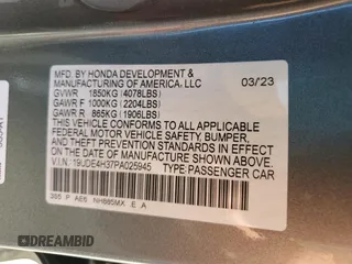 2023 Acura Integra w/A-Spec Package with VIN 19UDE4H37PA025945, listed as a Copart auction lot 77955164 with 24,245 mi miles and Salvage title. Bid and sale history available at DreamBid. Image 12.