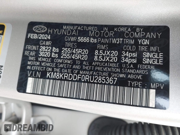 2024 Hyundai Ioniq 5 Limited z VIN KM8KRDDF0RU285367, wystawiony jako IAAI lot #41779126 z przebiegiem 3 567 mil mil oraz . Historia ofert i sprzedaży dostępna na DreamBid. Obrazek 9.