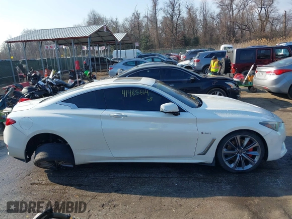 2017 Infiniti Q60 Red Sport 400 with VIN JN1FV7EL6HM701933, listed as a IAAI auction lot 41485664 with 72,496 mi miles and . Bid and sale history available at carsss.com. Image 13.