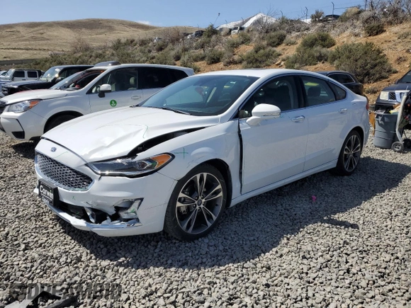 2019 Ford Fusion Titanium with VIN 3FA6P0D92KR184851, listed as a Copart auction lot 52154705 with 62,652 mi miles and Salvage Title. Bid and sale history available at carsss.com. Image 1.