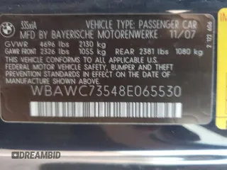 2008 BMW 3 Series 335xi with VIN WBAWC73548E065530, listed as a Copart auction lot 83750604 with Not Provided miles and Salvage Title. Bid and sale history available at carsss.com. Image 12.