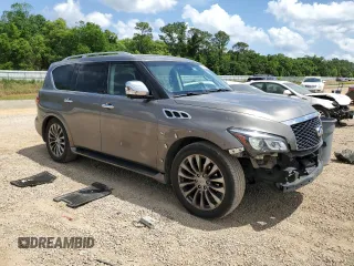 2017 Infiniti QX80 with VIN JN8AZ2NFXH9643163, listed as a Copart auction lot 54814805 with 199,586 mi miles and Salvage title. Bid and sale history available at DreamBid. Image 4.