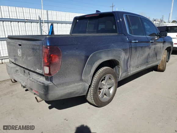 2021 Honda Ridgeline RTL-E with VIN 5FPYK3F74MB005655, listed as a Copart auction lot 47057035 with 0 mi miles and Salvage Title. Bid and sale history available at carsss.com. Image 3.