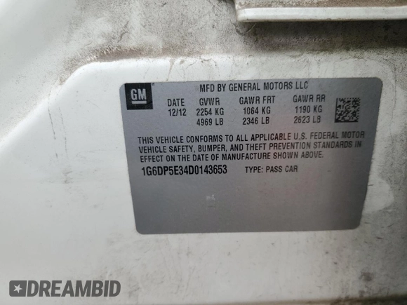 2013 Cadillac CTS Premium with VIN 1G6DP5E34D0143653, listed as a Copart auction lot 85463534 with 110,447 mi miles and Salvage Title. Bid and sale history available at DreamBid. Image 14.