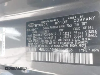 2017 Hyundai Tucson SE with VIN KM8J3CA46HU550818, listed as a IAAI auction lot 41935135 with 90,982 mi miles. Bid and sale history available at carsss.com. Image 9.