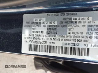 2018 Mazda CX-5 Touring with VIN JM3KFACM3J1370129, listed as a IAAI auction lot 41829027 with 71,305 mi miles. Bid and sale history available at carsss.com. Image 9.