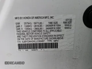 2020 Acura MDX with VIN 5J8YD4H3XLL036487, listed as a Copart auction lot 70357372 with 25,905 mi miles. Bid and sale history available at carsss.com. Image 15.