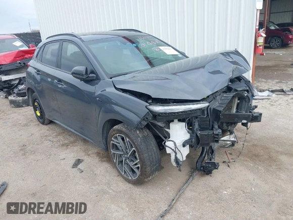 2023 Hyundai Kona N Line with VIN KM8K33A35PU994721, listed as a IAAI auction lot 41055017 with 58,933 mi miles. Bid and sale history available at carsss.com. Image 1.
