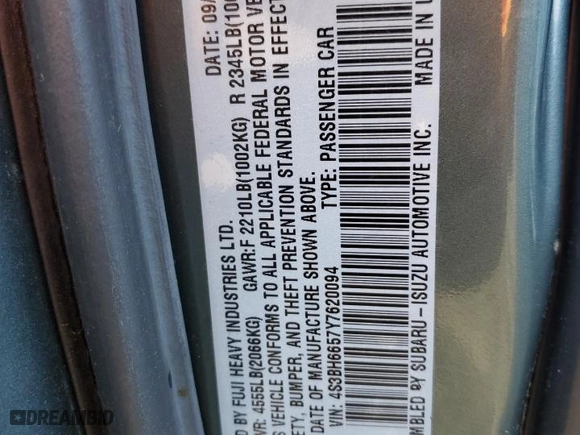 2000 Subaru Legacy Wagon Outback w/RB Equip with VIN 4S3BH6657Y7620094, listed as a Copart auction lot 48182655 with 296,942 mi miles and Salvage Title. Bid and sale history available at carsss.com. Image 13.