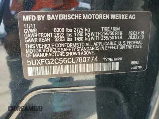 2012 BMW X6 35i z VIN 5UXFG2C56CL780774, wystawiony jako Copart lot #55003335 z przebiegiem 227 097 mil mil oraz Czysty tytuł • Clean title. Historia ofert i sprzedaży dostępna na DreamBid. Obrazek 13.