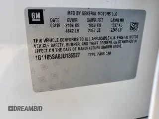 2018 Chevrolet Impala LT with VIN 1G1105SA8JU135527, listed as a Copart auction lot 54045715 with 214,599 mi miles and Clean Title. Bid and sale history available at DreamBid. Image 12.