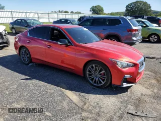 2018 Infiniti Q50 RED SPORT 400 with VIN JN1FV7ARXJM481308, listed as a Copart auction lot 65023704 with 96,204 mi miles and Salvage Title. Bid and sale history available at carsss.com. Image 4.