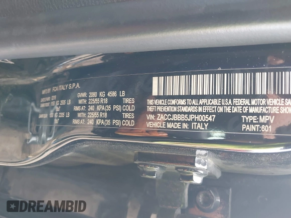 2018 Jeep Renegade Latitude with VIN ZACCJBBB5JPH00547, listed as a IAAI auction lot 41673532 with 88,167 mi miles and . Bid and sale history available at DreamBid. Image 9.
