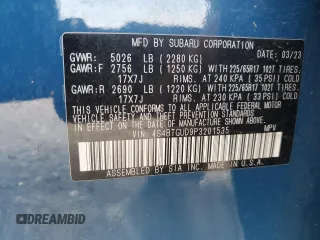 2023 Subaru Outback Wilderness with VIN 4S4BTGUD9P3201535, listed as a Copart auction lot 55584115 with 52,324 mi miles and Salvage title. Bid and sale history available at DreamBid. Image 14.
