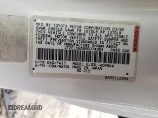 1995 Toyota Tercel DX z VIN JT2EL56D9S0074954, wystawiony jako Copart lot #82666514 z przebiegiem 96 300 mil mil oraz Szkoda całkowita • Salvage title. Historia ofert i sprzedaży dostępna na DreamBid. Obrazek 14.