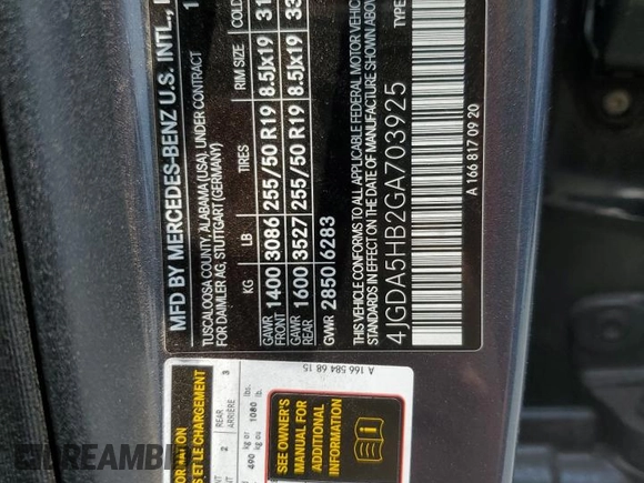 2016 Mercedes-Benz GLE 350 with VIN 4JGDA5HB2GA703925, listed as a Copart auction lot 59176865 with 89,376 mi miles and Salvage title. Bid and sale history available at DreamBid. Image 14.