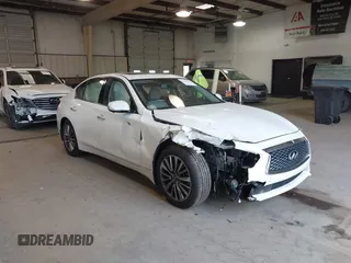 2021 Infiniti Q50 Luxe with VIN JN1EV7BP5MM706912, listed as a IAAI auction lot 41419631 with 40,233 mi miles and . Bid and sale history available at carsss.com. Image 1.