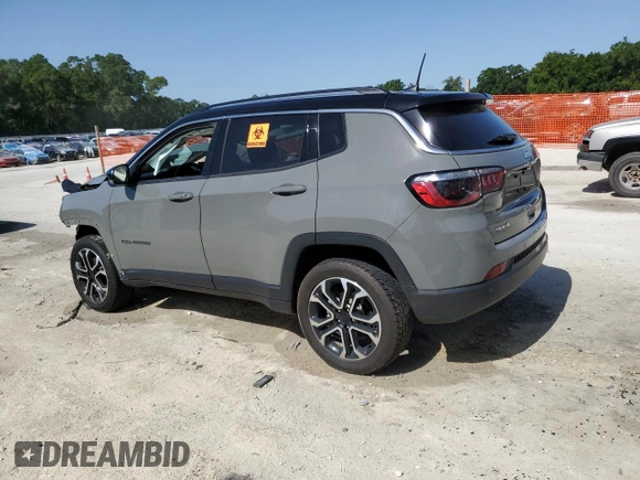 2022 Jeep Compass Limited с VIN 3C4NJDCB9NT146236, выставлен на аукционе Copart как лот 57280045 с пробегом 30 841 миль миль и На запчасти • Non repairable. История ставок и продаж доступна на DreamBid. Изображение 2.