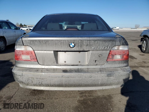 2002 BMW 5 Series 530i with VIN WBADT53402CE93491, listed as a Copart auction lot 42338765 with 0 mi miles and Salvage Title. Bid and sale history available at carsss.com. Image 6.