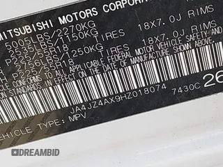 2017 Mitsubishi Outlander GT with VIN JA4JZ4AX9HZ018074, listed as a IAAI auction lot 42536932 with 149,925 mi miles and . Bid and sale history available at DreamBid. Image 9.