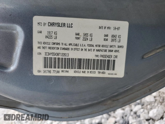 2008 Chrysler PT Cruiser with VIN 3C3HY55X38T122613, listed as a Copart auction lot 68070404 with 160,183 mi miles and Salvage Title. Bid and sale history available at DreamBid. Image 12.