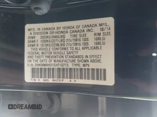 2014 Honda CR-V LX with VIN 2HKRM4H31EH710715, listed as a IAAI auction lot 41919394 with 115,239 mi miles. Bid and sale history available at carsss.com. Image 9.