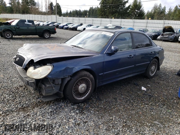 2002 Hyundai Sonata with VIN KMHWF25S12A520554, listed as a Copart auction lot 43483194 with 131,409 mi miles and Salvage Title. Bid and sale history available at carsss.com. Image 1.