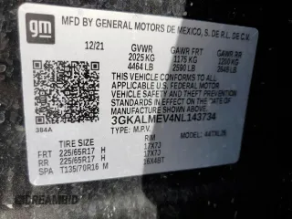 2022 GMC Terrain SLE with VIN 3GKALMEV4NL143734, listed as a Copart auction lot 54038462 with 26,414 mi miles and Salvage Title. Bid and sale history available at carsss.com. Image 10.
