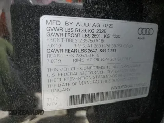 2020 Audi Q3 S line Premium with VIN WA1DECF34L1123427, listed as a Copart auction lot 44001445 with 52,799 mi miles and Salvage Title. Bid and sale history available at carsss.com. Image 13.