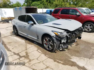 2019 Kia Stinger GT1 with VIN KNAE45LC1K6046642, listed as a Copart auction lot 64435054 with 89,049 mi miles and Salvage Title. Bid and sale history available at DreamBid. Image 4.