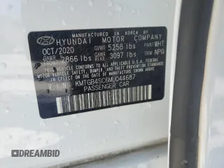 2021 Genesis G80 2.5T with VIN KMTGB4SC6MU044687, listed as a Copart auction lot 87952985 with 80,141 mi miles and Salvage Title. Bid and sale history available at DreamBid. Image 13.