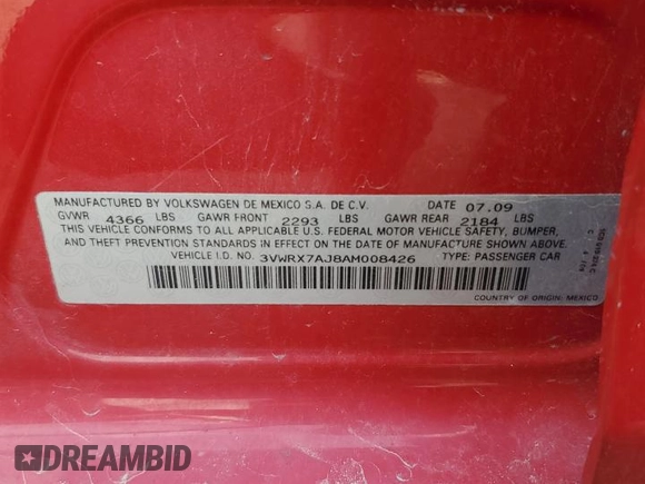 2010 Volkswagen Jetta SE z VIN 3VWRX7AJ8AM008426, wystawiony jako Copart lot #58332245 z przebiegiem 164 598 mil mil oraz Szkoda całkowita • Salvage title. Historia ofert i sprzedaży dostępna na DreamBid. Obrazek 13.