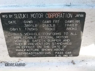 2012 Suzuki SX4 Crossover with VIN JS2YB5A37C6301245, listed as a IAAI auction lot 41548580 with 122,601 mi miles and . Bid and sale history available at DreamBid. Image 9.