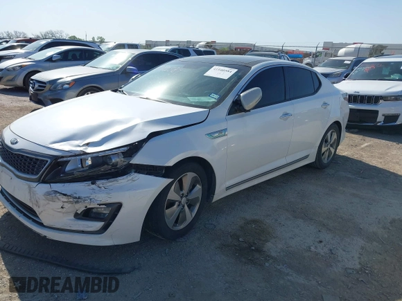 2015 Kia Optima Hybrid EX with VIN KNAGN4AD0F5085164, listed as a IAAI auction lot 41940584 with 129,841 mi miles. Bid and sale history available at carsss.com. Image 2.
